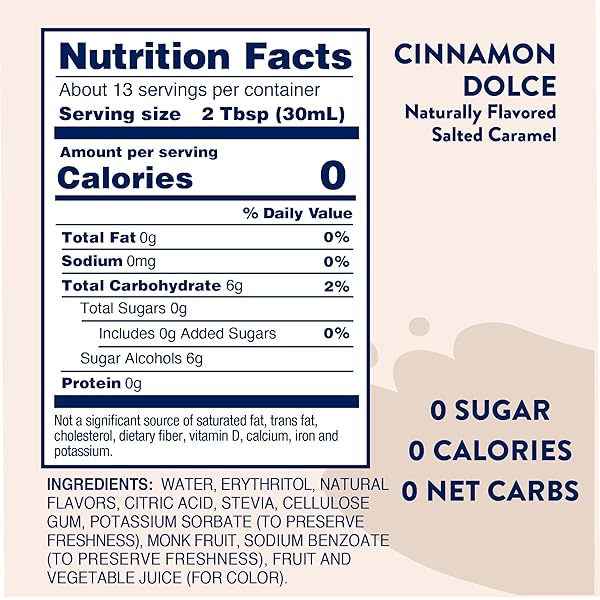 JORDAN’S SKINNY MIXES SYRUPS SUGAR FREE SYRUP, CINNAMON DOLCE SYRUP, 12.6 OZ, ZERO SUGAR AND ZERO CALORIE FLAVORING FOR COFFEE, PROTEIN SHAKE, COCKTAIL OR MOCKTAIL DRINKS AND MORE, NATURALLY SWEETENED LINE