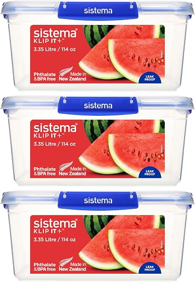 Sistema KLIP IT PLUS 3.35 L Food Storage Containers 3 Count Blue Clips