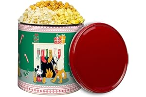 GiftPop Christmas Popcorn Tin – Gourmet Christmas Popcorn Assortment with three flavors, Caramel, White Cheddar & Butter