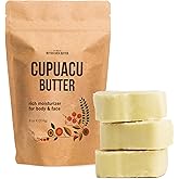Cupuacu Butter Raw, Pure & Unrefined for Hair Growth & Dry Skin Use on Body and Face - Brazilian Body Butter Base, Lotion Base and Soap Making - Cupuaçu Butter 8 oz
