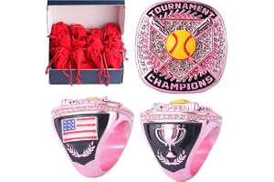 TOPSPORTSJEWELRY 12 pcs Pack Metallic Colors Softball Tournament championhsip Trophy Ring Softball Teams Players Awards Size 9