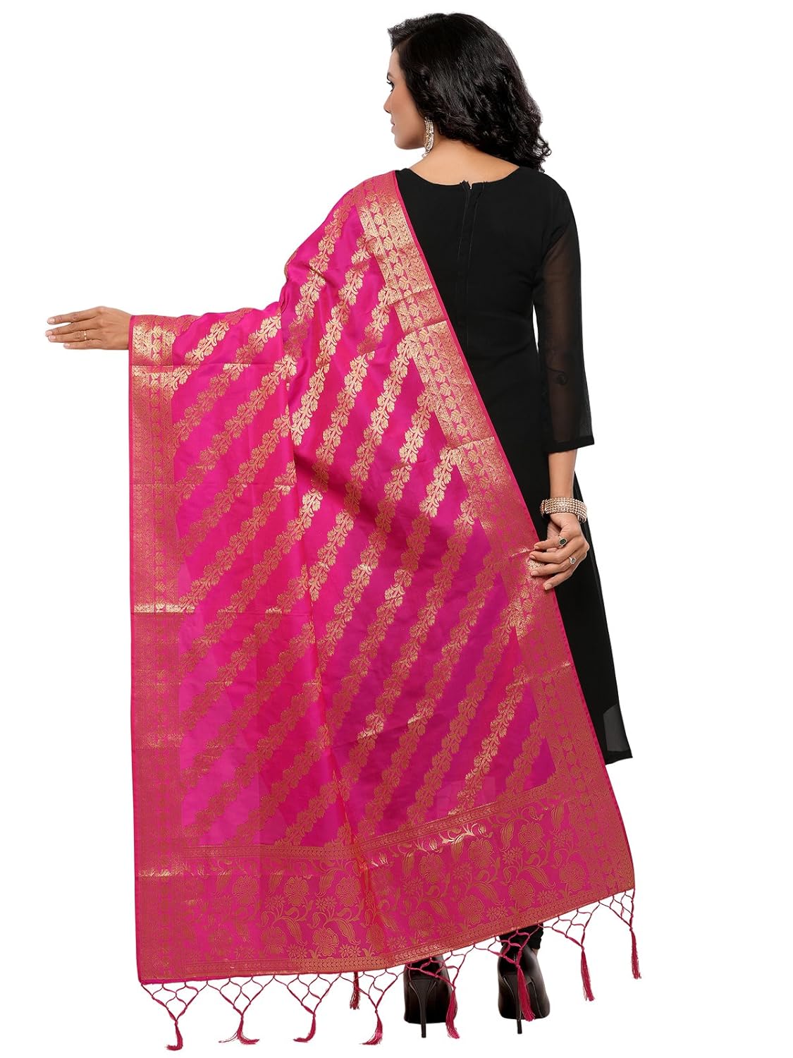 varayu women's woven banarasi poly silk dupatta(6fdj463-p)
