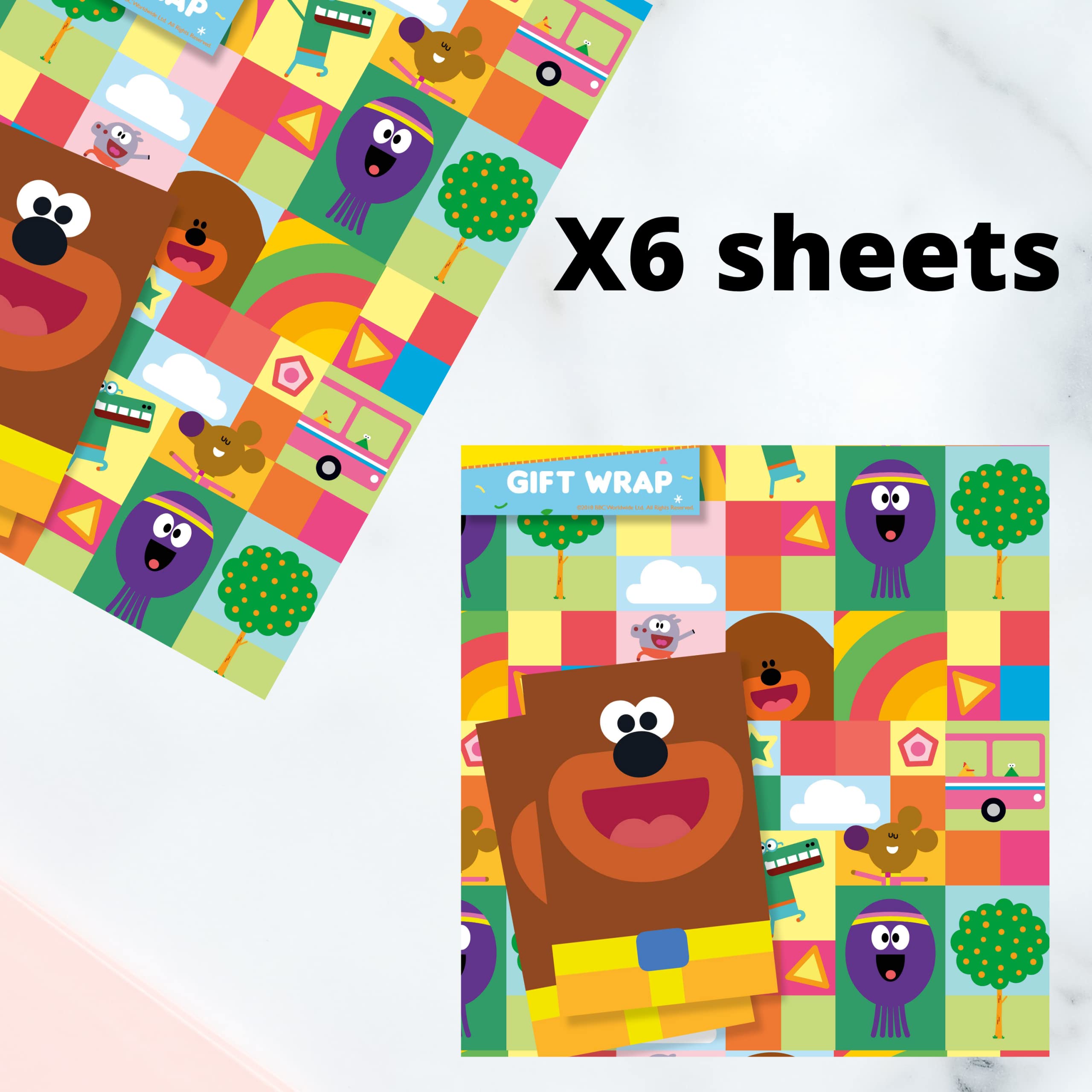 Hey Duggee Wrapping Paper 6 Sheets 6 Tags Sheet Size 70cmx50cm Official Product Responsibly Resourced