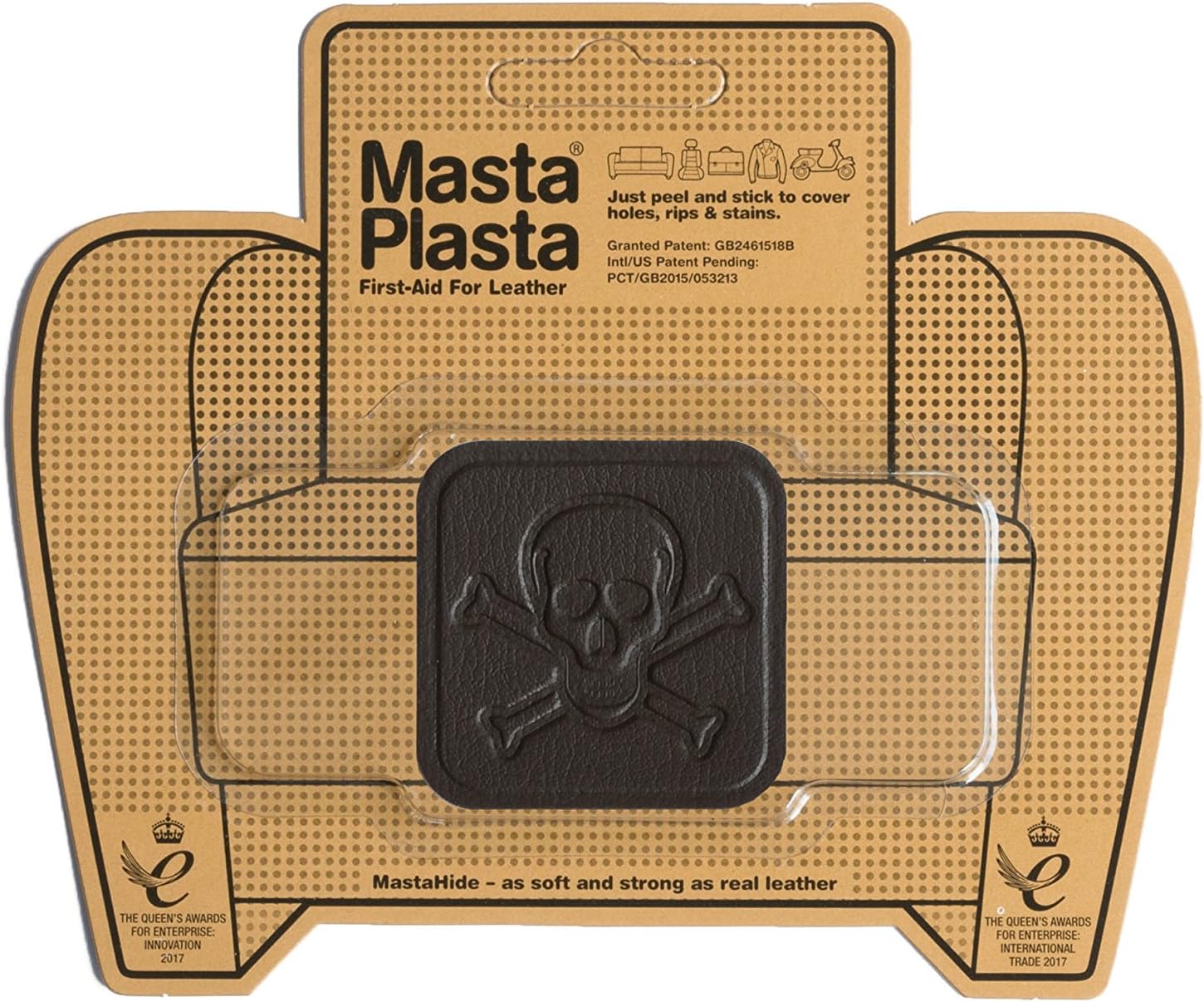 MastaPlasta Self-Adhesive Premium Leather Repair Patch - Dark Brown Pirate 5cm x 5cm (2in x 2in). Your Instant Stick-On Repair and Decoration for Sofas, Car Seats, Handbags, Jackets & DIY