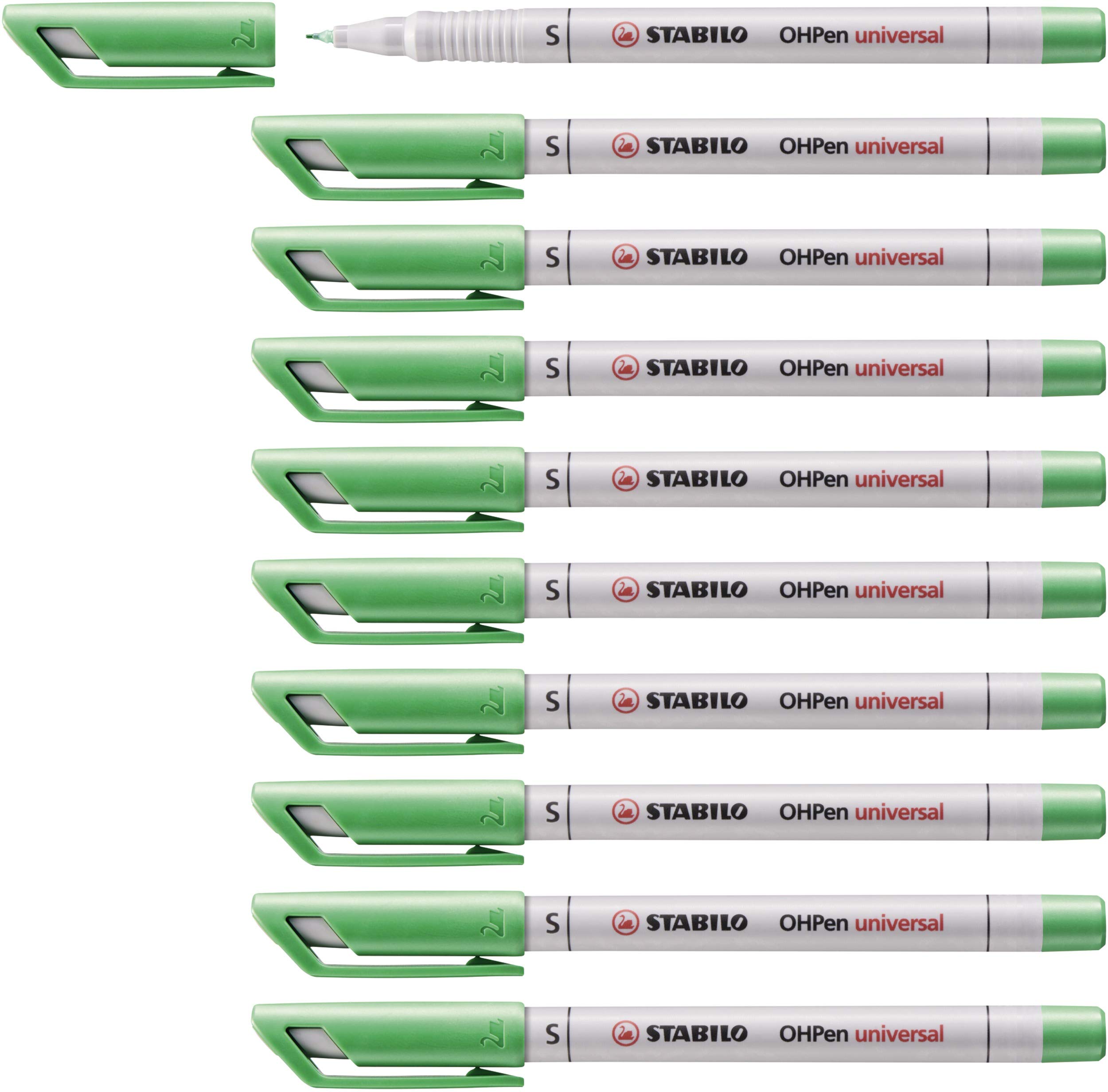 Overhead Pen - STABILO OHPen universal - Water Soluble Superfine - Pack of 10 - green