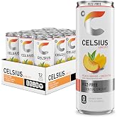 CELSIUS Fizz Free Peach Mango Green Tea, Sugar Free Energy Drink, 12 Fl Oz (Pack of 12)
