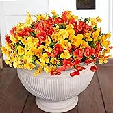 Ivydale Artificial Pansies Faux Flowers Plants for Outdoor Decoration, 12 Bundles Fake Pansy for Outside UV Resistant Silk Flowers Bouquets with Eucalyptus for Planter Front Door Porch Patio Yard