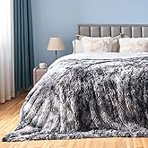 GONAAP Fuzzy Faux Fur Throw Blanket Queen Size Tie-dye Marble Black Super Soft Cozy Plush Fuzzy Shaggy Blanket for Couch Sofa Bed (Tie-dye Marble Black, Queen(90"x90"))