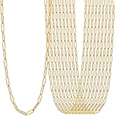 10PCS Gold Paperclip Necklace for Jewelry Making 2.5MM 18k Gold Plated Stainless Steel Paperclip Chains Bulk for DIY Necklace