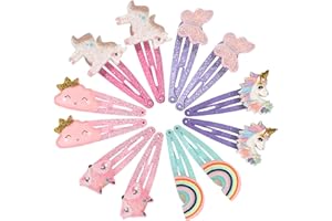 PinkSheep Baby Hair Clips, Hair Clips for Girls Toddler Hair Clips 6Pack/12pcs, Toddler Hair Accessories, Unincorn Mermaid Bu