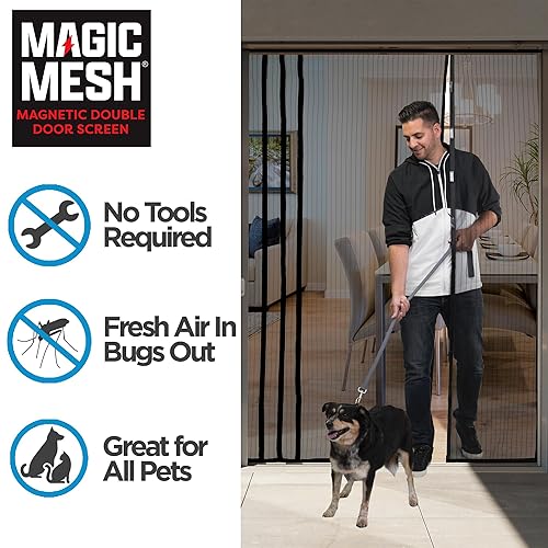 Magic Mesh Double Door Magnetic Screen Door for Patio, French