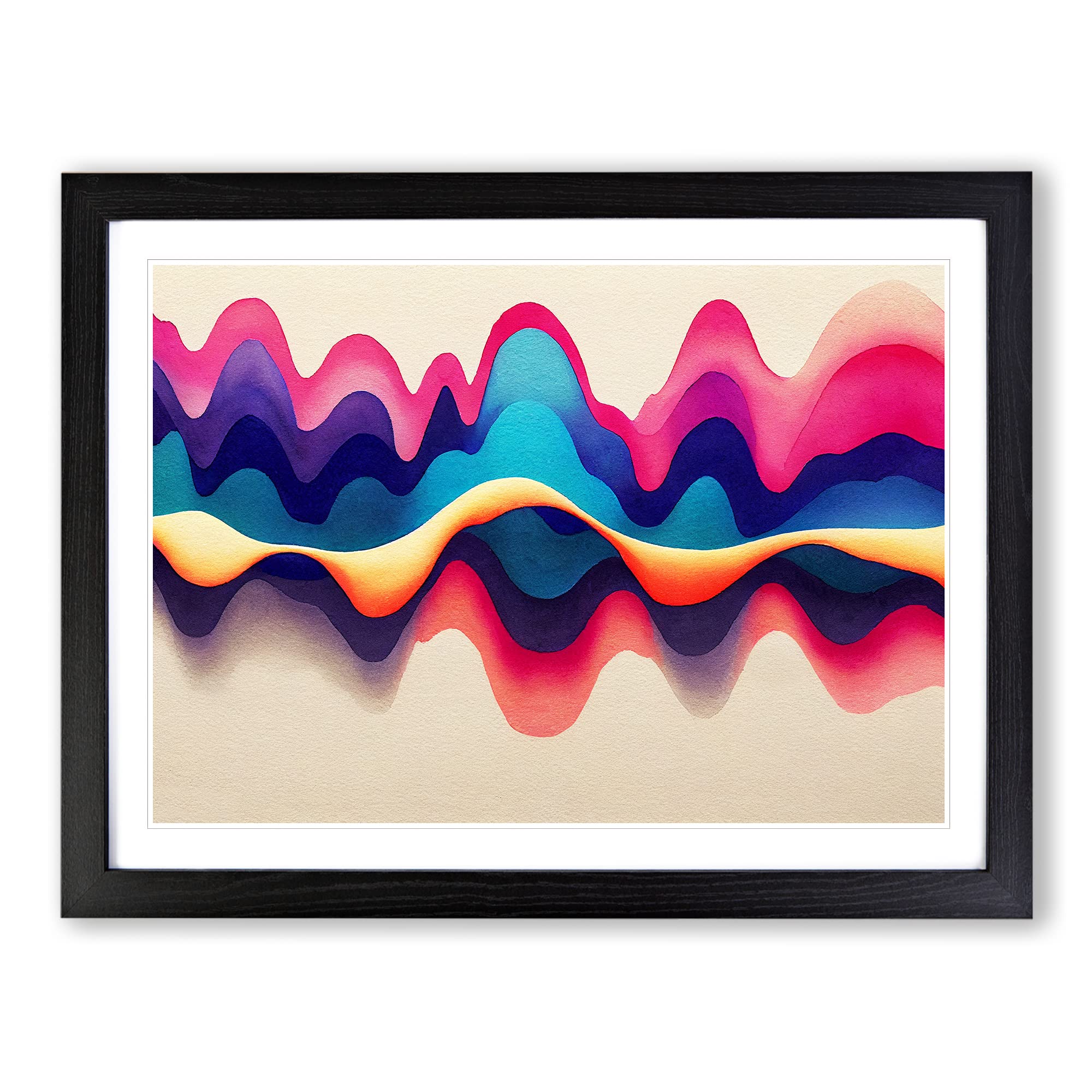 Abstract Soundwave Art Vol.3 Framed Print | A4 Black Framed Wall Art | Ready to Hang | Abstract Fantasy Picture | Living Room Bedroom Lounge Office