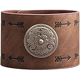 Leather Bracelet for Men Wrist Cuffs Leather Arm Bands Punk Leather Wristband Black Leather Cuff Bracelet for Women