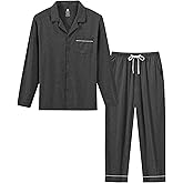 Mens Pajamas Set Soft Cotton Notched Collared Pjs for Men Long Sleeve Men's Sleepwear Loungewear Pyjama Homme