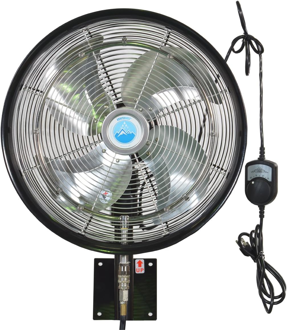 Ventomist VTPFH-18B-OSC-WM Premium Head with Wall Mount, 18"-Requires an Additional Pump to Function as high Pressure misting Fan, Black