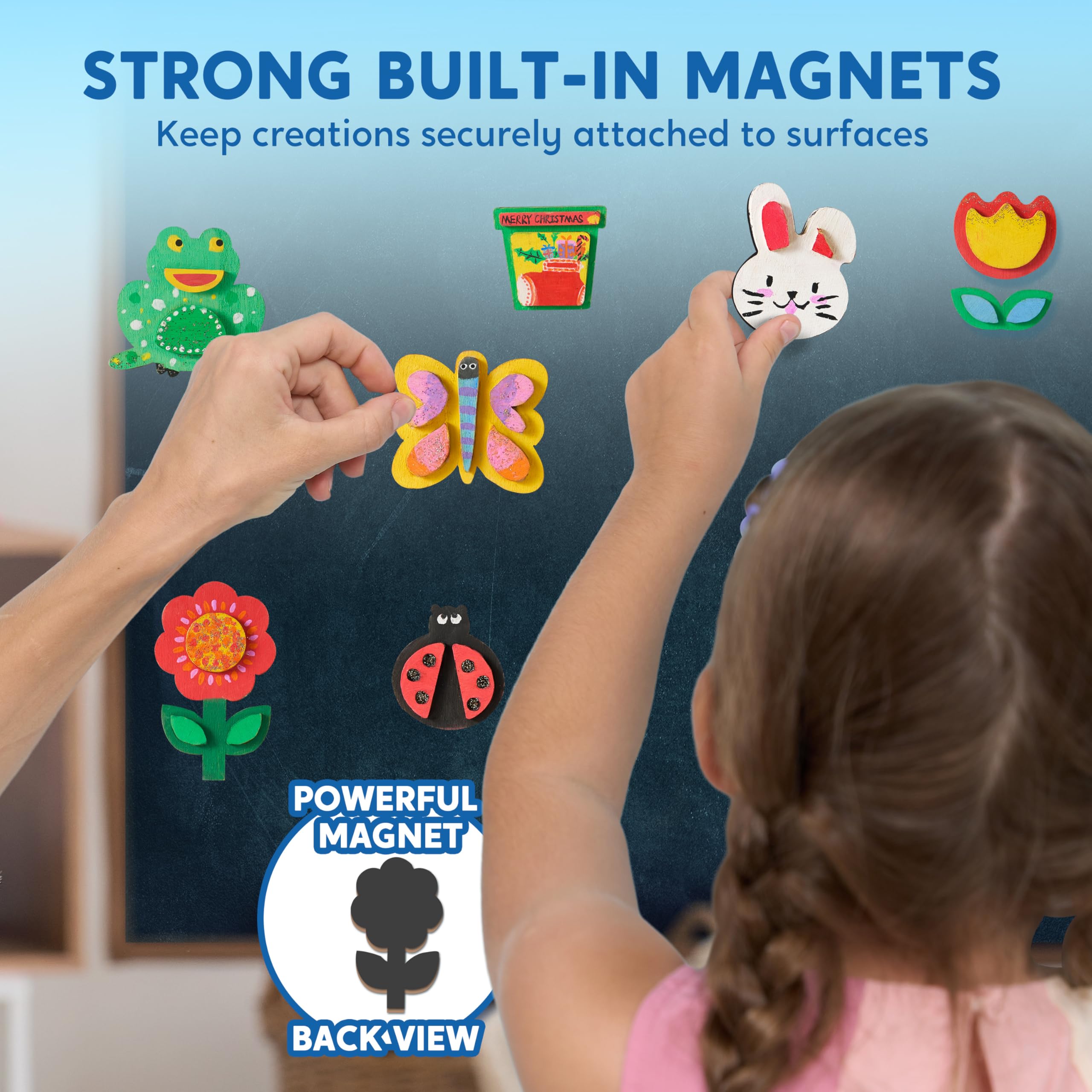 JOYIN 12 Wooden Magnet Creativity Arts & Crafts Painting Kit for Kids, Decorate Your Own Painting Gift for Halloween Crafts, Birthday Parties and Family Crafts, Party Favors for Boys Girls