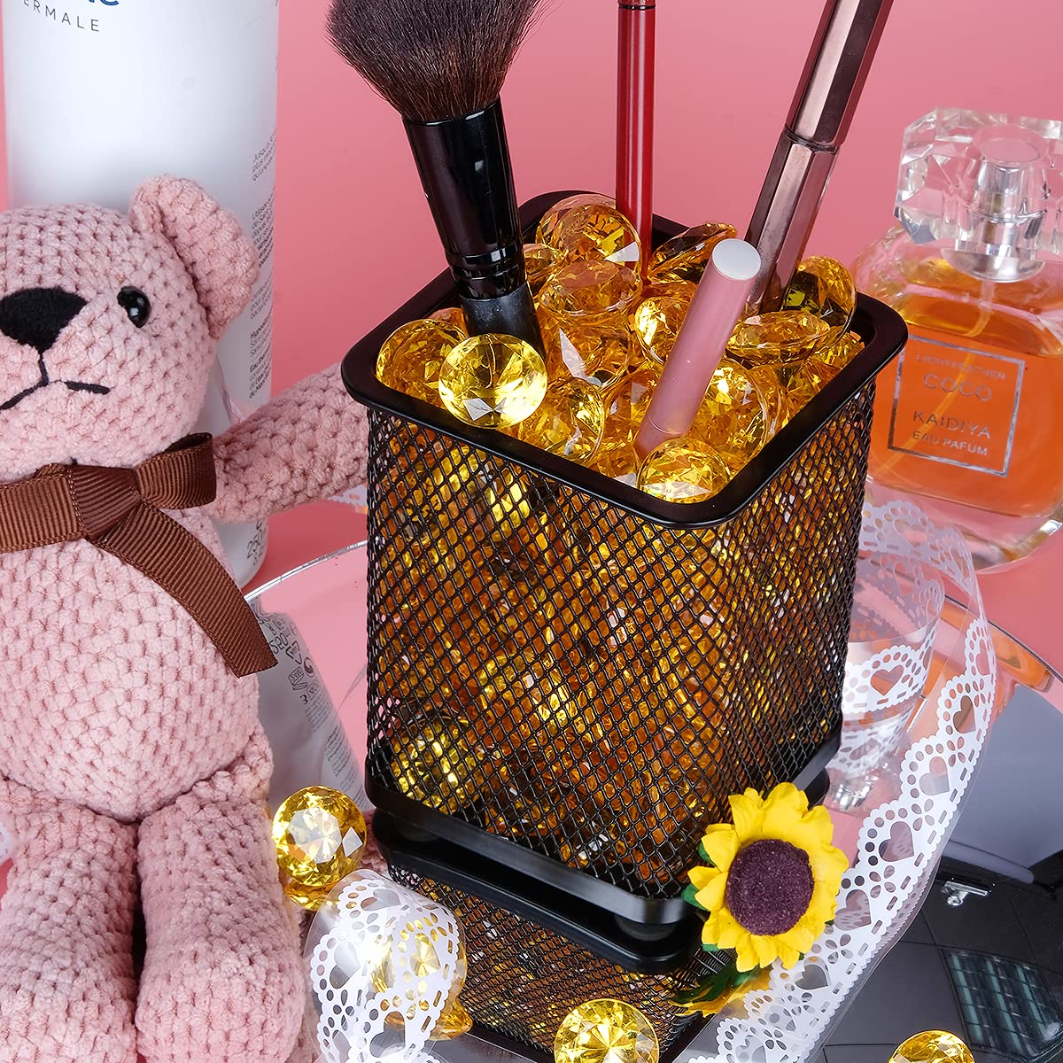 Acrylic Diamond Fake Gems Vase Filler, Babenest 240pcs 3/4 Inch Faux Diamonds Crystals Jewels for Table Scatters Wedding Party Event Arts & Crafts Birthday Decoration Favor (Gold)