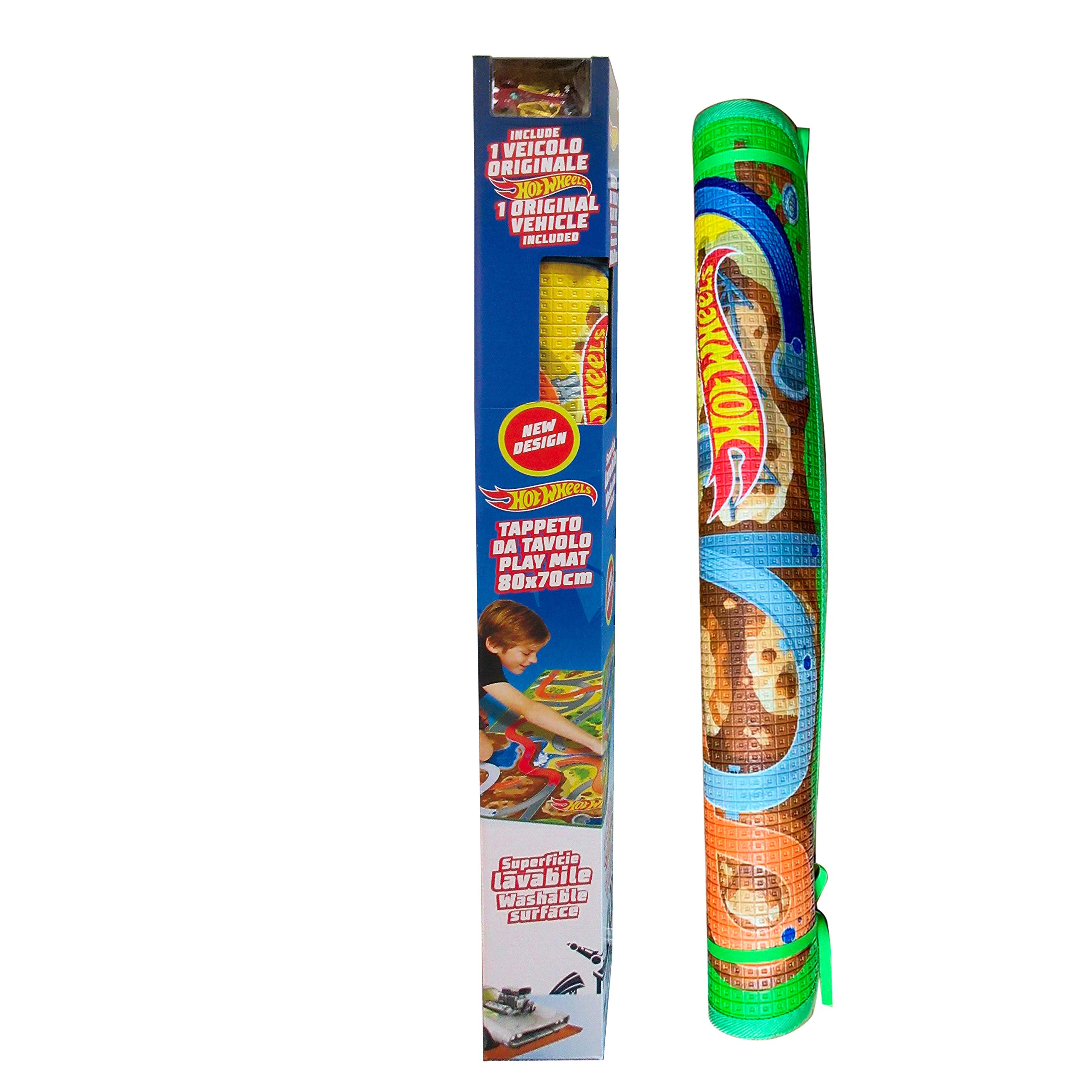 ODS -42022 Hot Wheels Table Rug, Washable Surface, 1 Car Included, 42022
