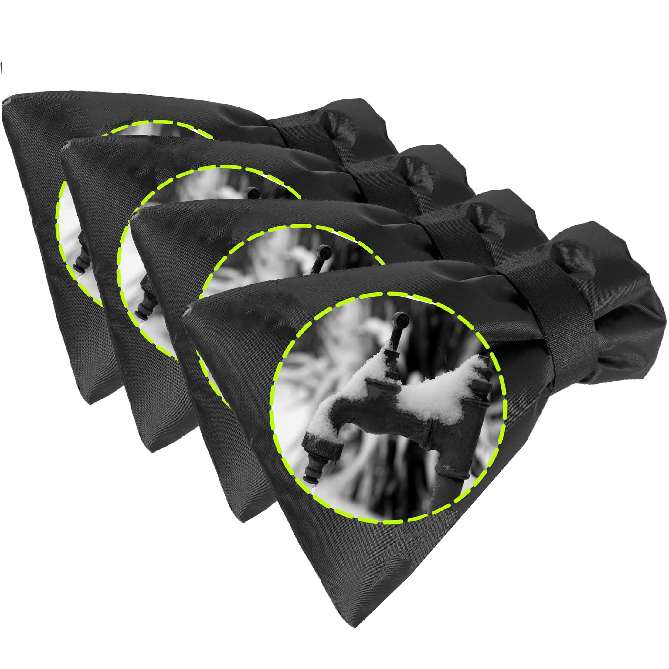 Outside Tap Cover for Winter, 4Pcs 25x18cm Tap Cosy Cover Thickened Outdoor Tap Cover with Reflective Strip, Jacket Insulated Protector from Freezing Waterproof