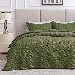 Love's cabin Twin Quilt Bedding Set Olive Green
