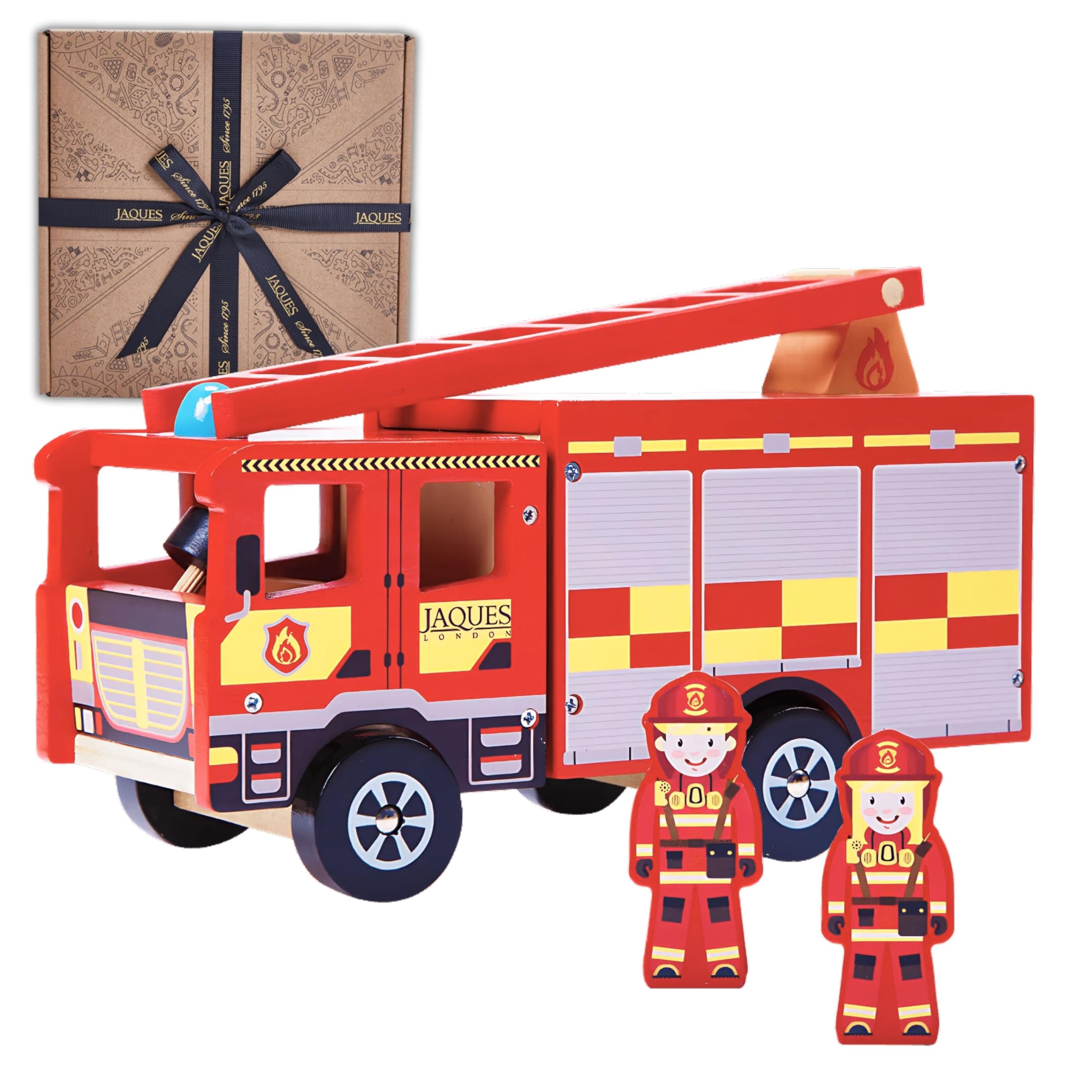 Jaques of London Fire Engine Toys and Fire Truck for Kids aged 1-8 | Wooden Toys for Children aged 1-3 years old | Educational Wooden Fire Engine and Fire Truck Playset | Since 1795