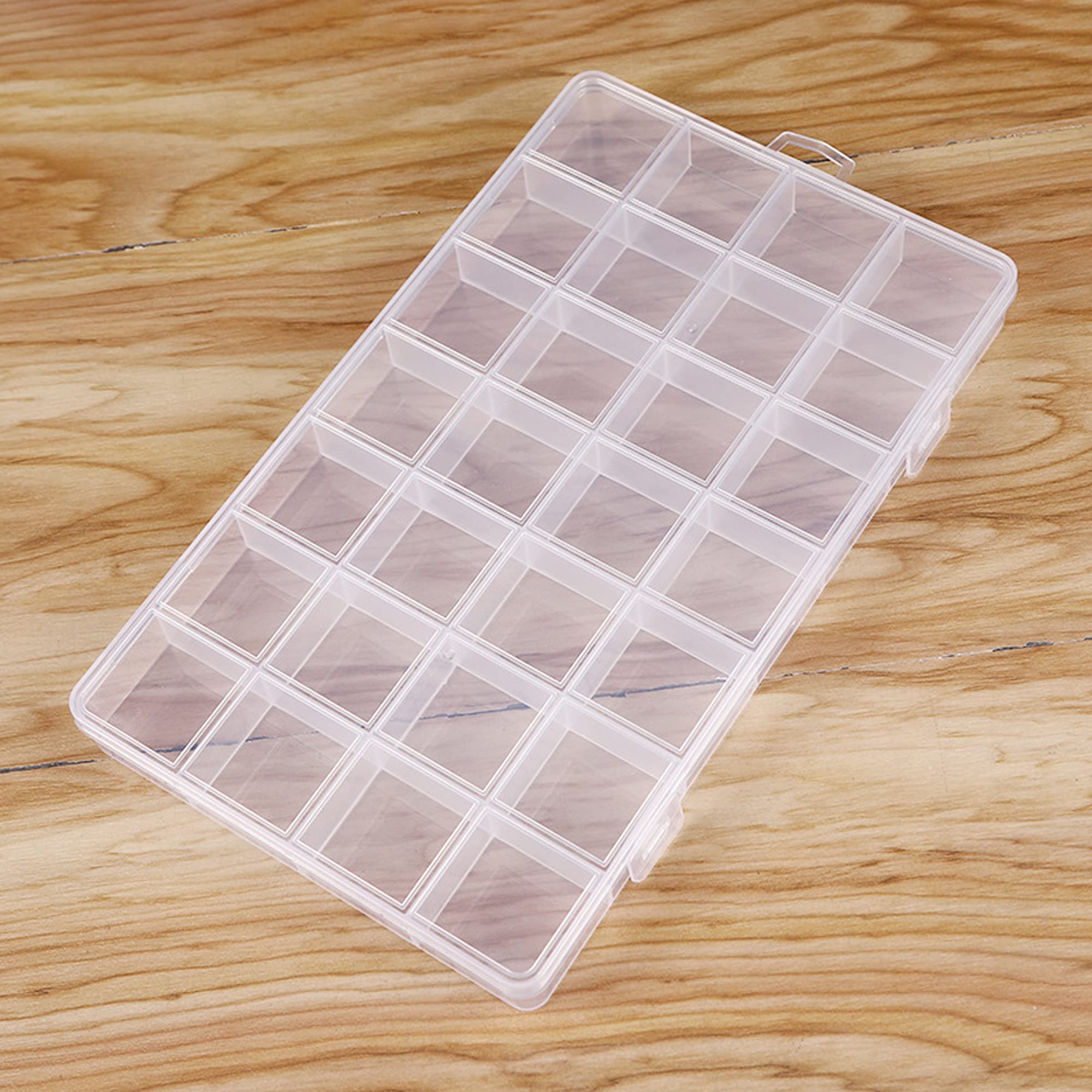 HAOBIN 28 Compartment Storage Box, Transparent Plastic, 22*13*2cm, Sturdy & Lockable, Ideal for Small Items & Accessories Organization