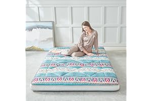INFINICE Japanese Floor Mattress Futon Mattress, Extra Thick Roll Up Mattress Bed Topper Mat for Guest, Lounger or Travel, Vintage, Full-XL