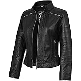 Blingsoul Real Leather Jacket For Women -Women's Stand Collar Style Leather Jackets
