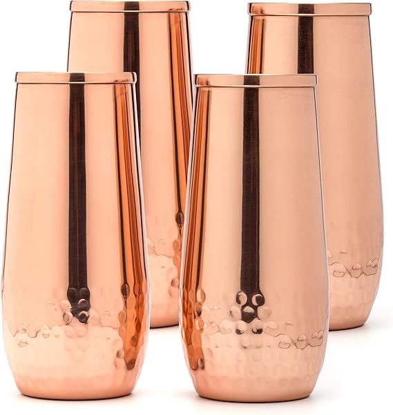 Copper Flutes Set of 4 Moscow Mule Copper Flutes 8.5oz Polished and