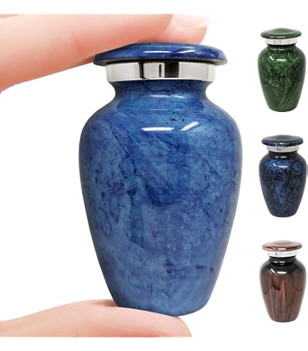 Urna De Recuerdo En Metal Con Acabado Mármol Verde - Para Cenizas O Recuerdos Simbólicos