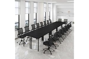 Bonzy Home Conference Table Chairs Set 18FT, 220"x47.2"x29.5" 8pcs Tables & 18pcs Chairs Set for Conference Room Meeting Room Office, Black