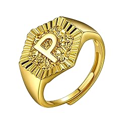 U7 Letter Ring for Women Gold Plated Open Wrap