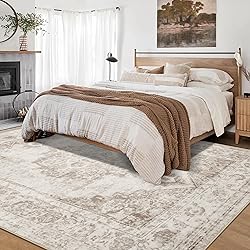 Area Rug 8x10 Vintage Rug: Large Washable Indoor