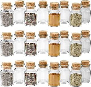 24 WELLGRO® Gewürzgläser mit Kork Verschluss - 150 ml, 6 x 10 cm (ØxH), Gläser Made in Germany