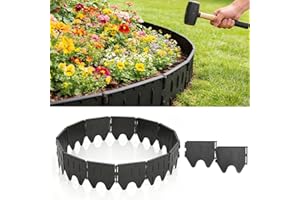 38PCS Garden Edging Border - 5.12INCH Tall 19FT Landscape Flower Bed Lawn Edging Borders, Plastic Decorative Garden Fence Lan