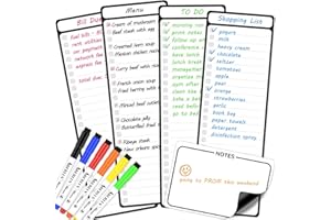 ABERLLS Magnetic to Do List White Board, Dry Erase Board with Lines, Grocery List, Meal Planner, Chore Chart for Adults, 4"x12" Multifunctional Fridge Whiteboard, 6 Dry Erase Markers