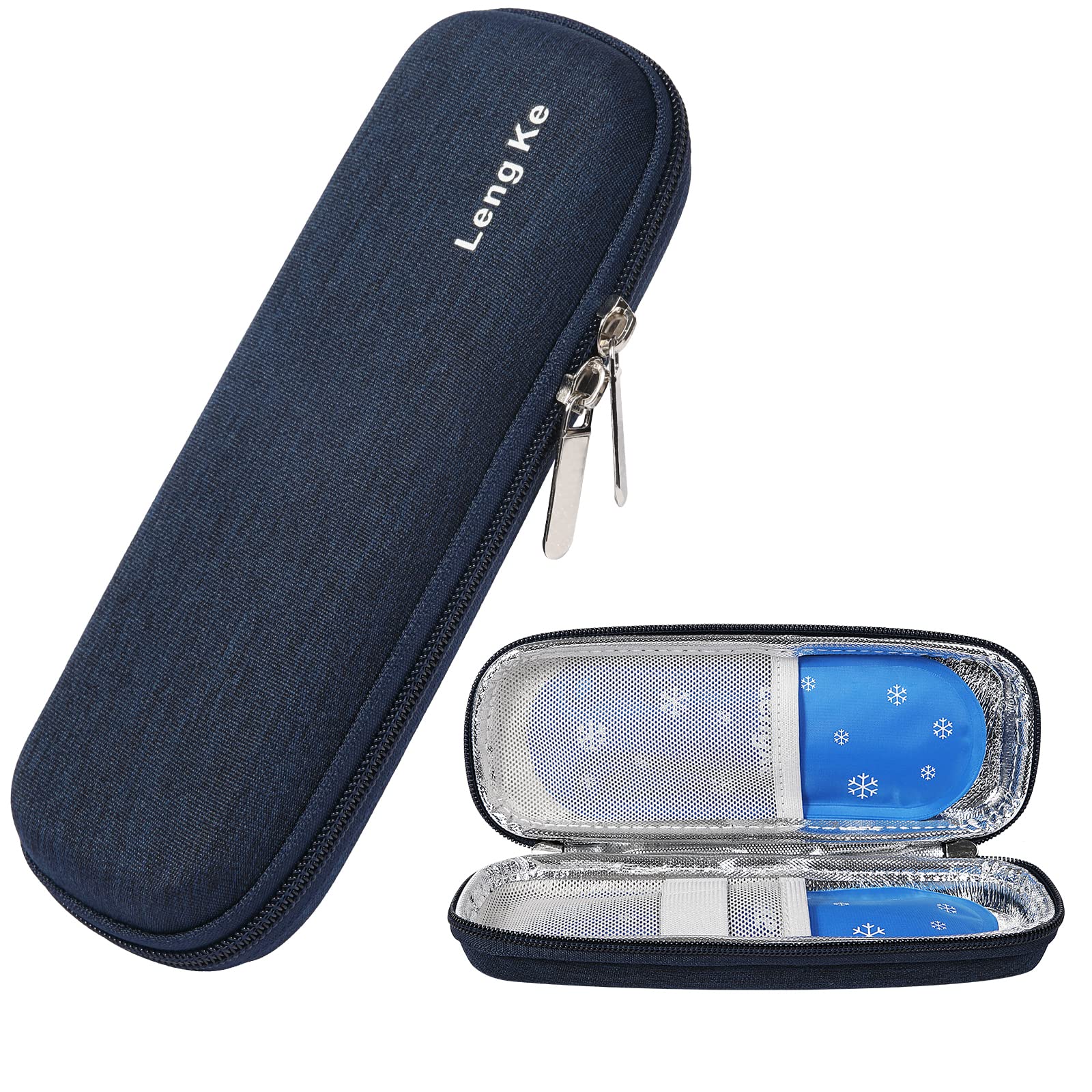 JAKAGO EVA Compact Insulin Cooler Travel Hard Case,Lightweight and Durable Diabetic Small Storage Travel Packs for Insulin Pens & Needles with 2 Ice Pack (Blue)