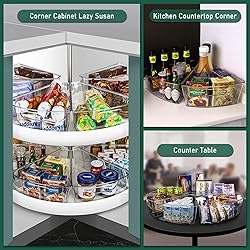 JEISSLIA Lazy Susan Cabinet Organizer Bins for