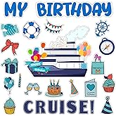 Leumoi 27 Pcs Cruise Door Magnets Decorations Funny Cruise Ship Door Magnets Magnetic Reusable Cruise Magnet for Cabin Door Ship Refrigerator Office Car Accessories(Birthday)