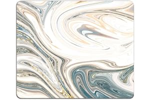 UTGYRRIK Mouse Pad, Square Mousepad, Personalized Premium-Textured, Non-Slip Rubber Base Mouse Mat, Waterproof Gaming Mouse Pad for Wireless Mouse, Computers, Laptop, Office, Home (White Marble)