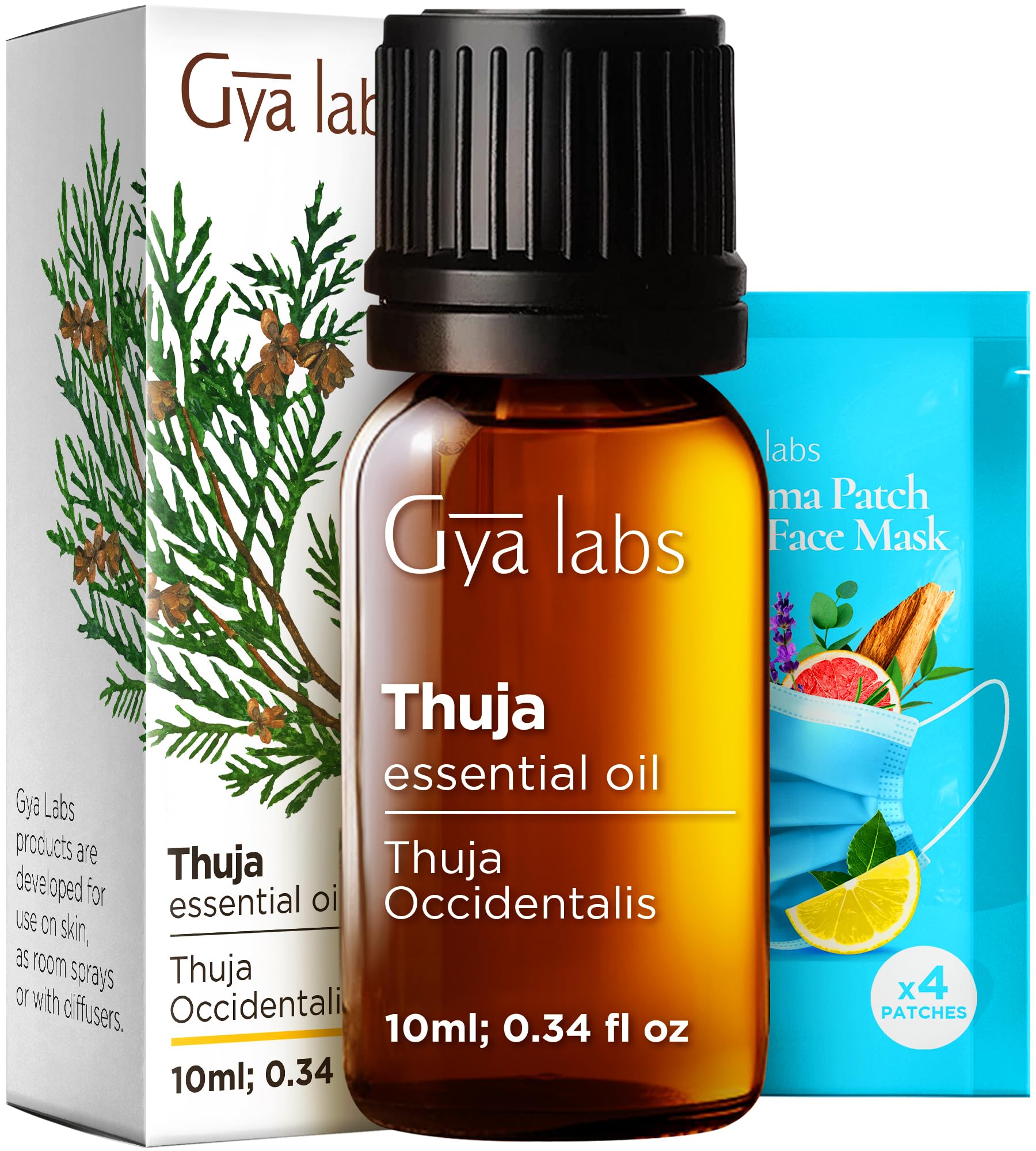 Gya Labs Thuja Essential Oil for Skin - 100% Pure Natural Thuja Oil Diffusers for Hair, Aromatherapy, Candle & Soap - Woody, Camphorous & Cleansing Scent (10ml)