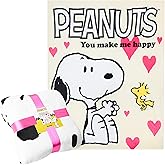 Peanuts Snoopy Blanket Throw for Couch Soft Cozy Cute Fleece Blankets Fluffy Comforter for Travel Bedroom Accessories Cozy Gifts 59 x 51 Inches