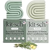 Kitsch Rosemary & Biotin Shampoo and Conditioner Set for Hair Growth - Strengthening, Thickening & Volumizing Shampoo and Conditioner Bar - Paraben, Sulfate & Silicone Free - Made in USA - 2 pack