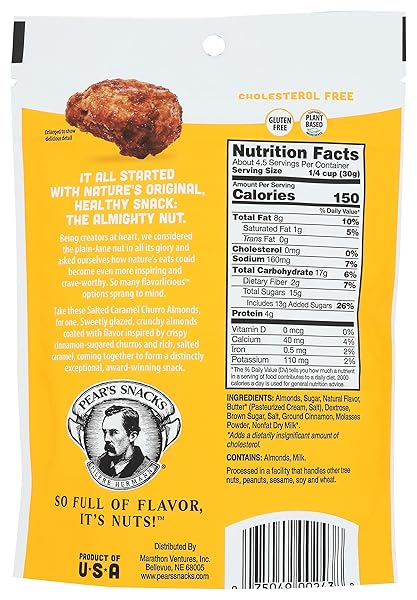 PEAR’S SNACKS, ALMONDS SALTED CARAMEL CHURRO, 4.5 OUNCE