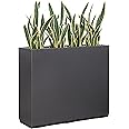 Wallowa Metallic Heavy Planter for Outdoor Plants, 38Lx10Wx30H Inches Tall and Long Metal Divider Planter Box for Outside & Indoor, No Assembly Required (Gray)