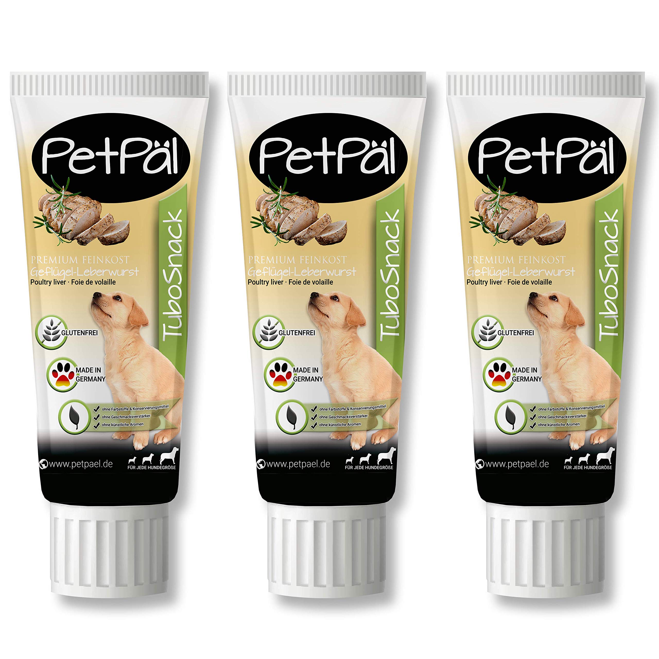 PetPäl Poultry Paste for Dogs “TuboSnack“ - 3x 75g | Premium Treats for Your Dog | Natural Dog Snack Also Great for Puppies - Made in Germany | Grain Free | Easy to Dose