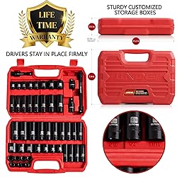 LLNDEI 3/8" Drive Impact Socket Set SAE and Metric