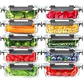 Skroam 10 Pack Glass Meal Prep Containers, Airtight Food Storage Containers with Lids, Pantry Kitchen Storage Containers for 