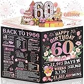 Aiunmiol 60th Birthday Card for Women Her, Large 3D Pop Up 60th Birthday cards for Wife Mom, Happy 60 Year Old Birthday Decorations for Sister Daughter Funny Birthday Gifts, Back to 1966, Pink