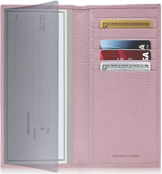 Genuine Leather Checkbook Cover For Women & Men Checkbook Holder